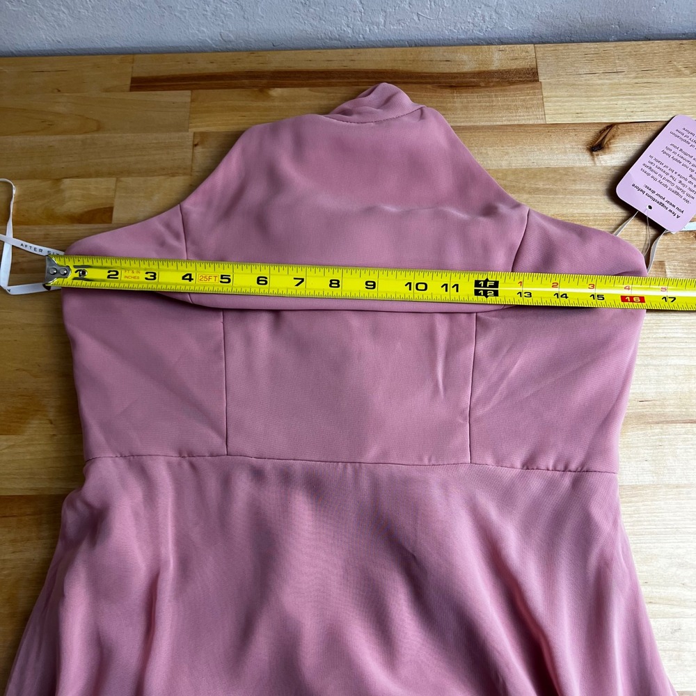 After Six 1545 Desert Rose Chiffon Halter Neck Formal Gown Maxi‎ Dress Size 6 - Picture 9 of 11